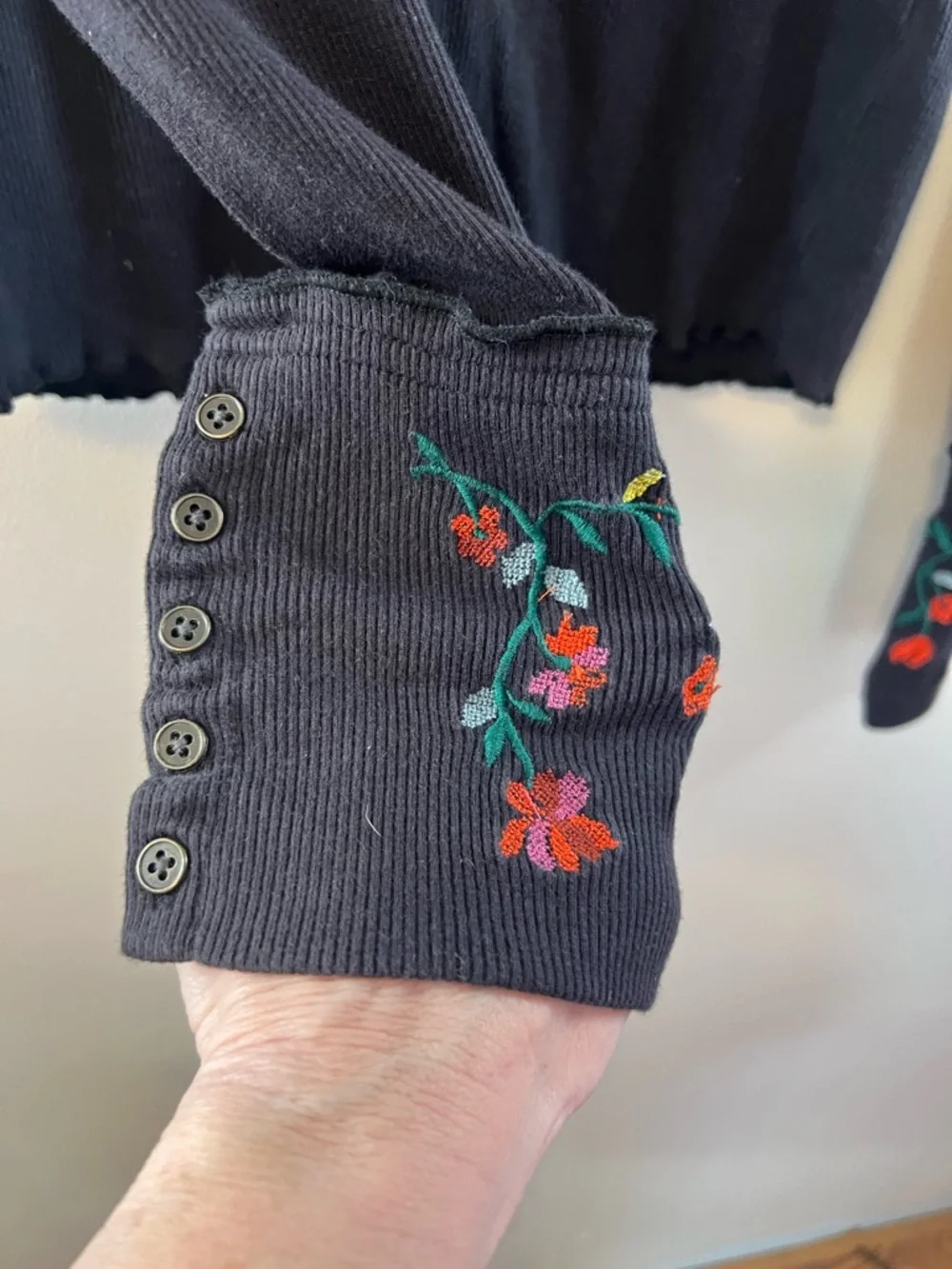 Free People Fleur Embroidered Cuff Henley - Picture 5 of 11